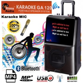 Graze Audio KARAOKE SYSTEM PORTABLE BUILT IN VIDEO SCREEN MP4 Playback incl Wireless Microphone