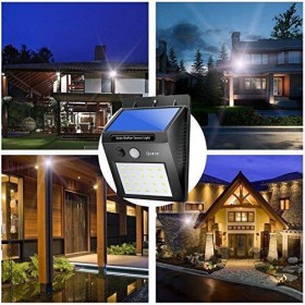 Bright Waterproof Solar Wireless Security Motion Sensor 20 LED Night Light for Home Outdoor/Garden Wall (Black)