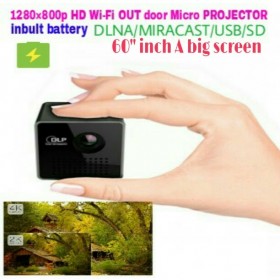 Wi-Fi 1080pHD Micro Video PROJECTOR inbult battery DLNA/MIRACAST/USB/SD Us outdoor cinema refurbished projector